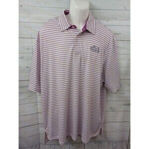 Crowne Plaza Invitational Colonial Mens Polo Golf Shirt Stripe White Pink 2XL